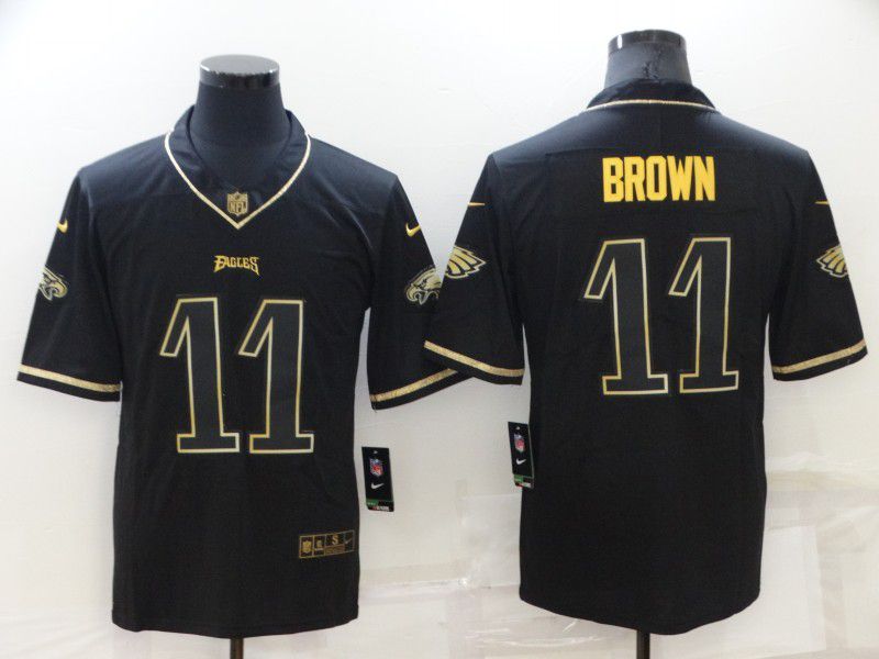 Men Philadelphia Eagles 11 Brown Black Gold 2022 Nike Limited Vapor Untouchable NFL Jersey